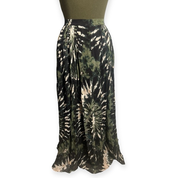 Ronny Kobo silk maxi skirt green tie dye silk georgette Raquelle skirt sz Small - Picture 2 of 11
